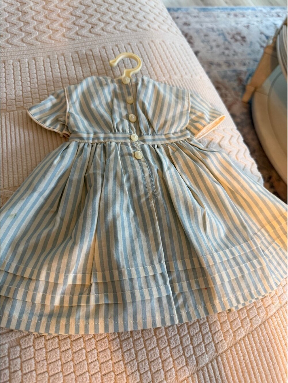 American Girl Kirsten Summer Fishing Dress Striped Outfit Pleasant Co. tag #612